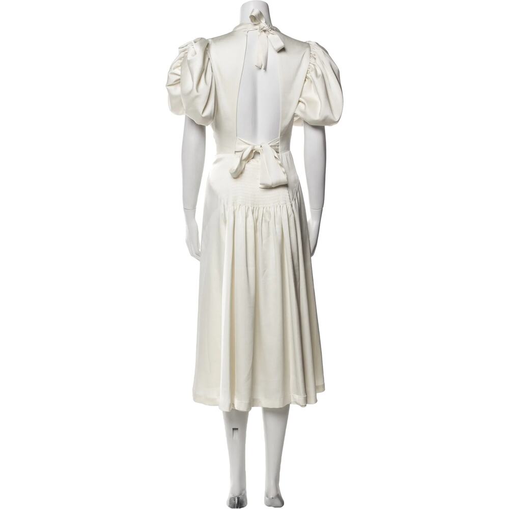 ROTATE Noon Puff Sleeve Open Back Midi Dress Satin Bridal NWT 2 - Picture 4 of 16